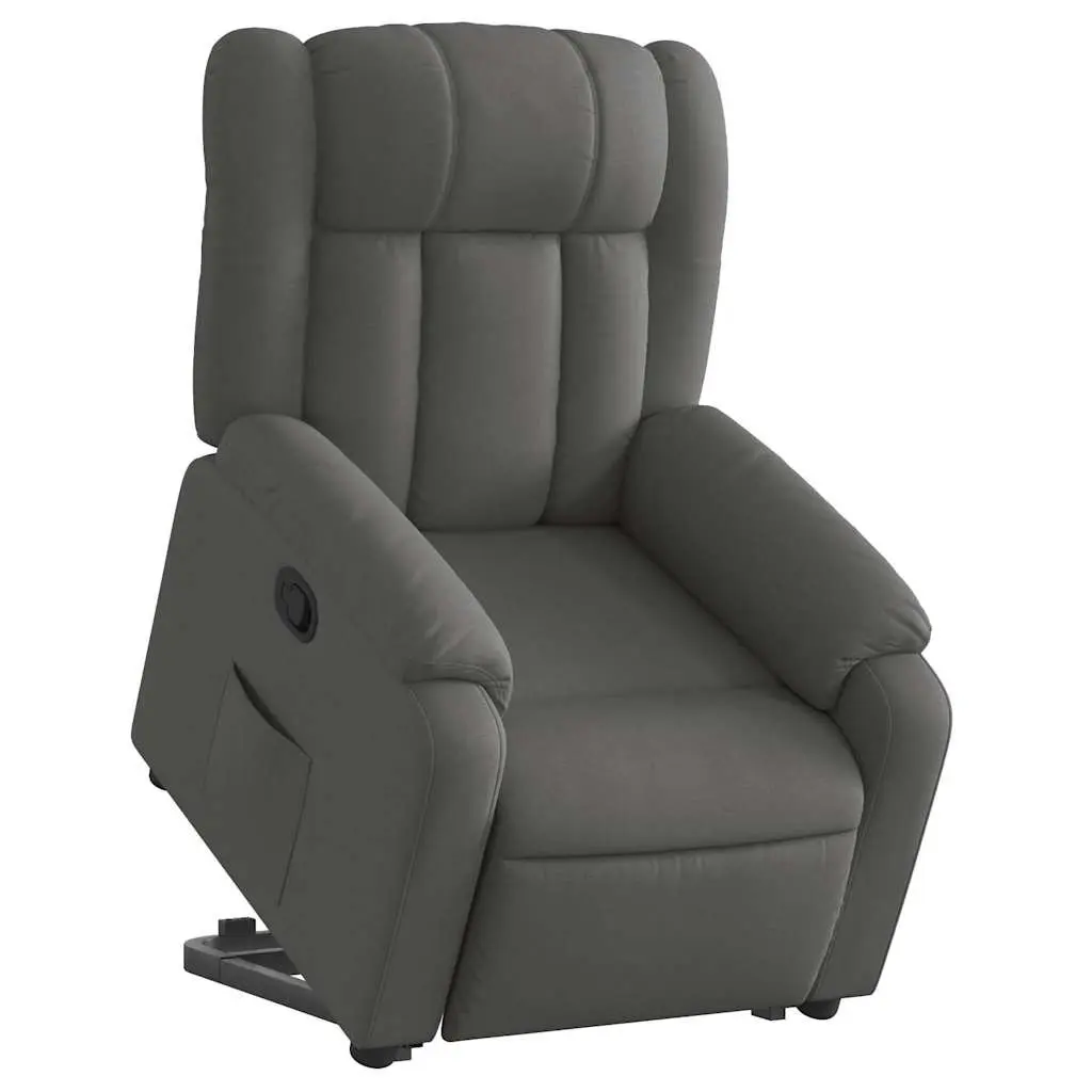 Stand Up Recliner Chair Dark Grey Fabric Power Lift Electric Motor Elderly