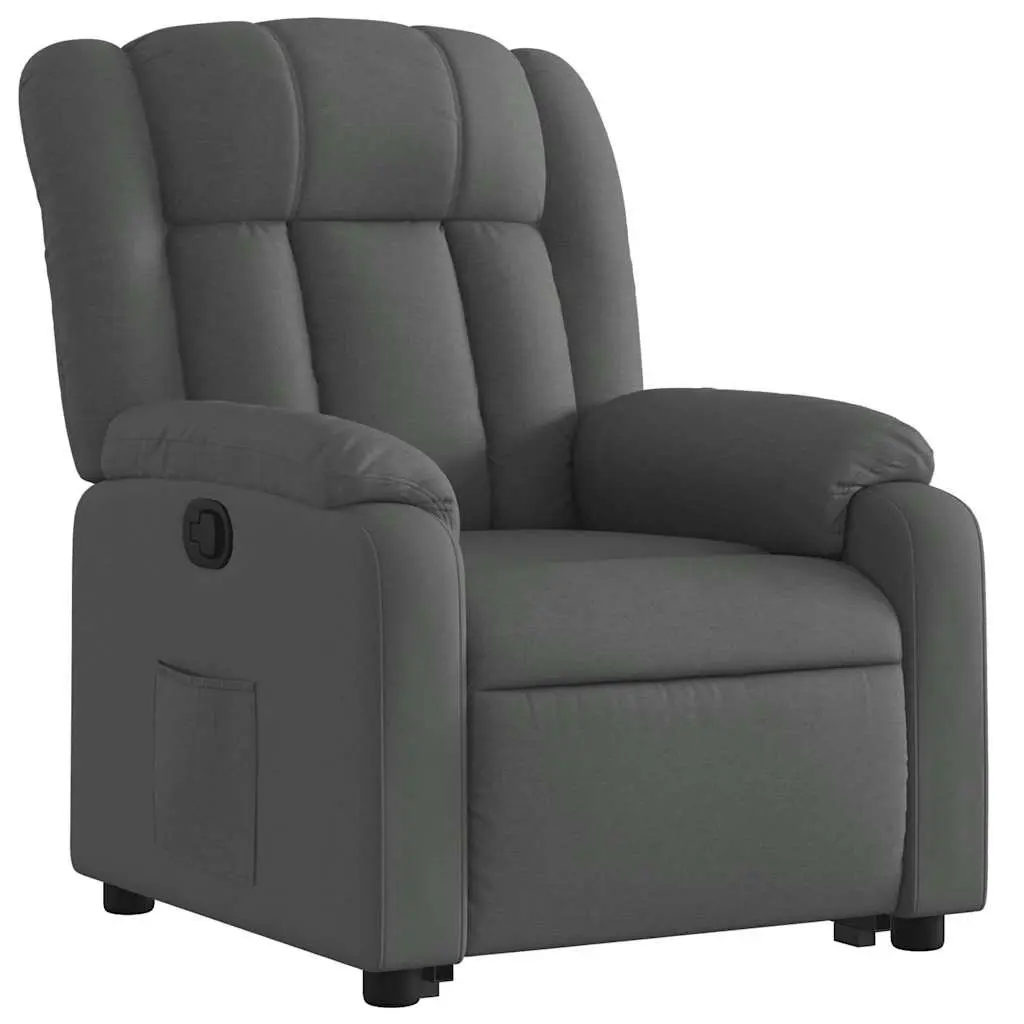 Stand Up Recliner Chair Dark Grey Fabric Power Lift Electric Motor Elderly
