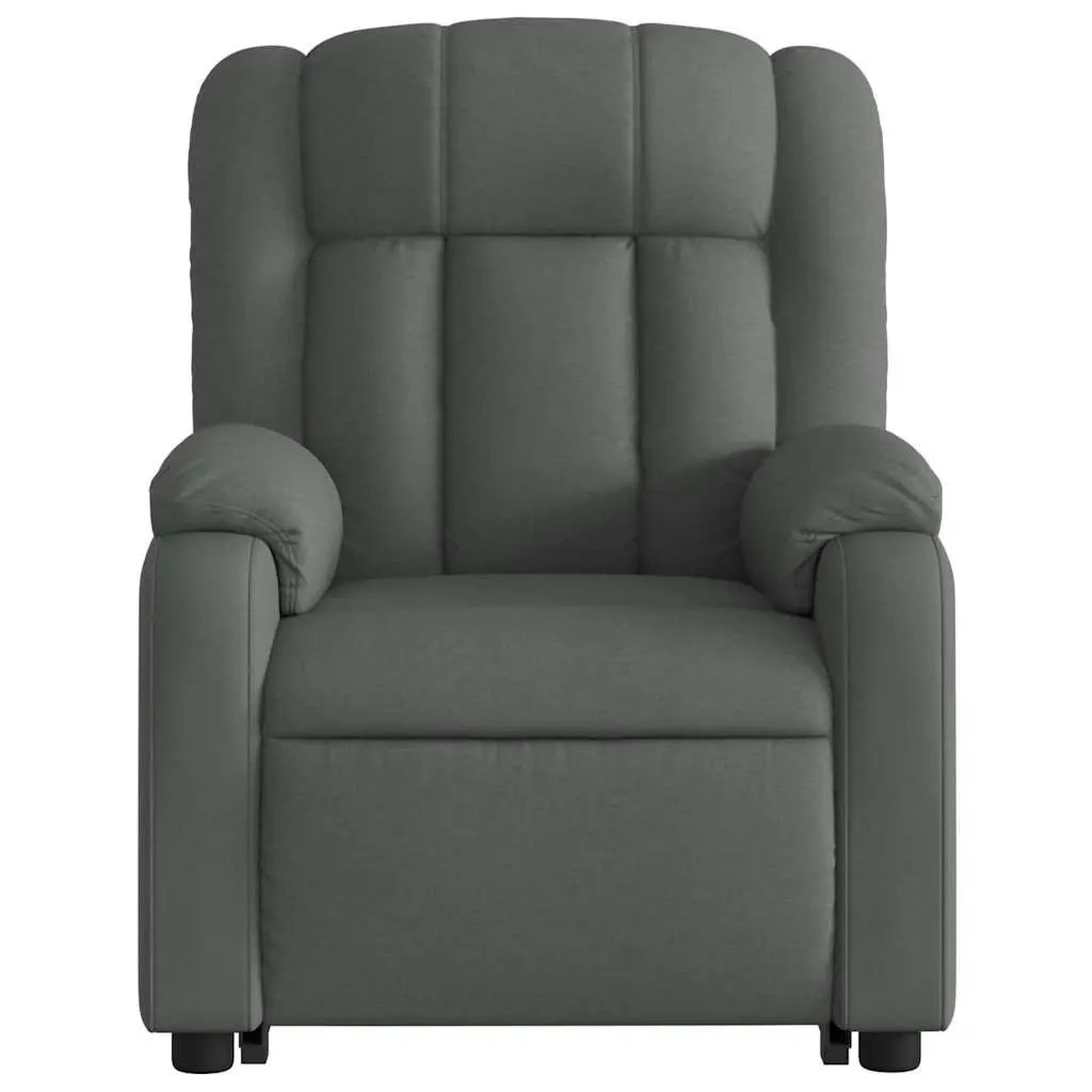 Stand Up Recliner Chair Dark Grey Fabric Power Lift Electric Motor Elderly