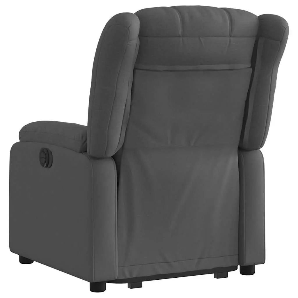 Stand Up Recliner Chair Dark Grey Fabric Power Lift Electric Motor Elderly