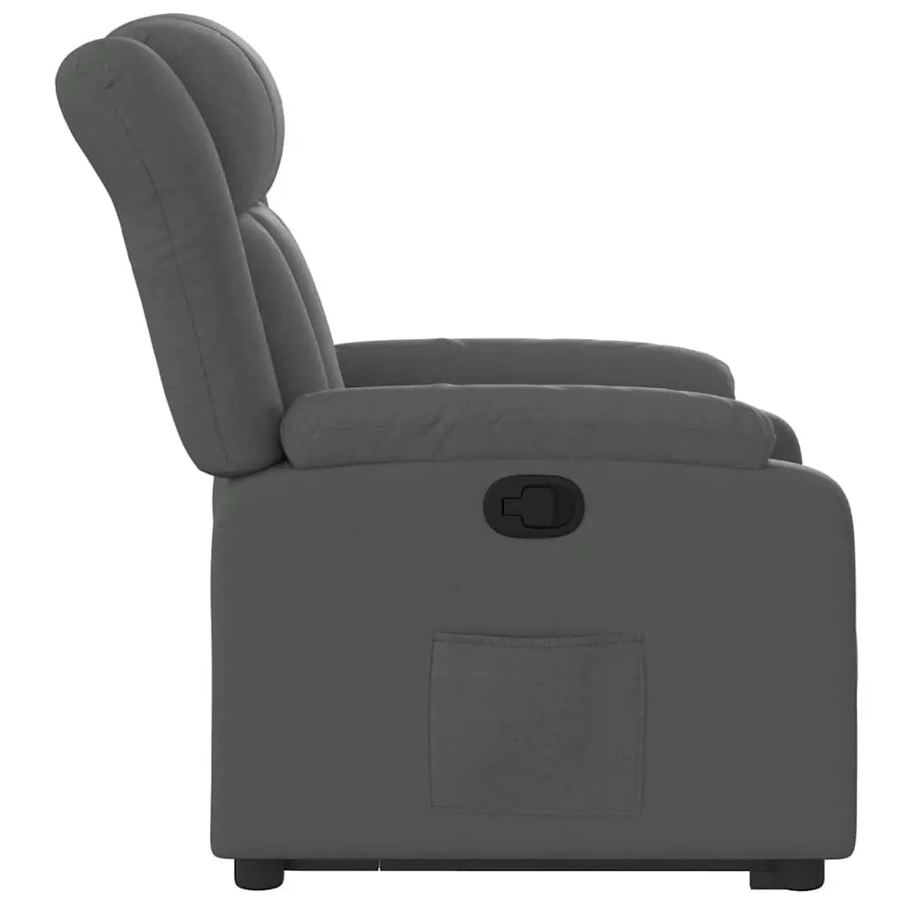 Stand Up Recliner Chair Dark Grey Fabric Power Lift Electric Motor Elderly