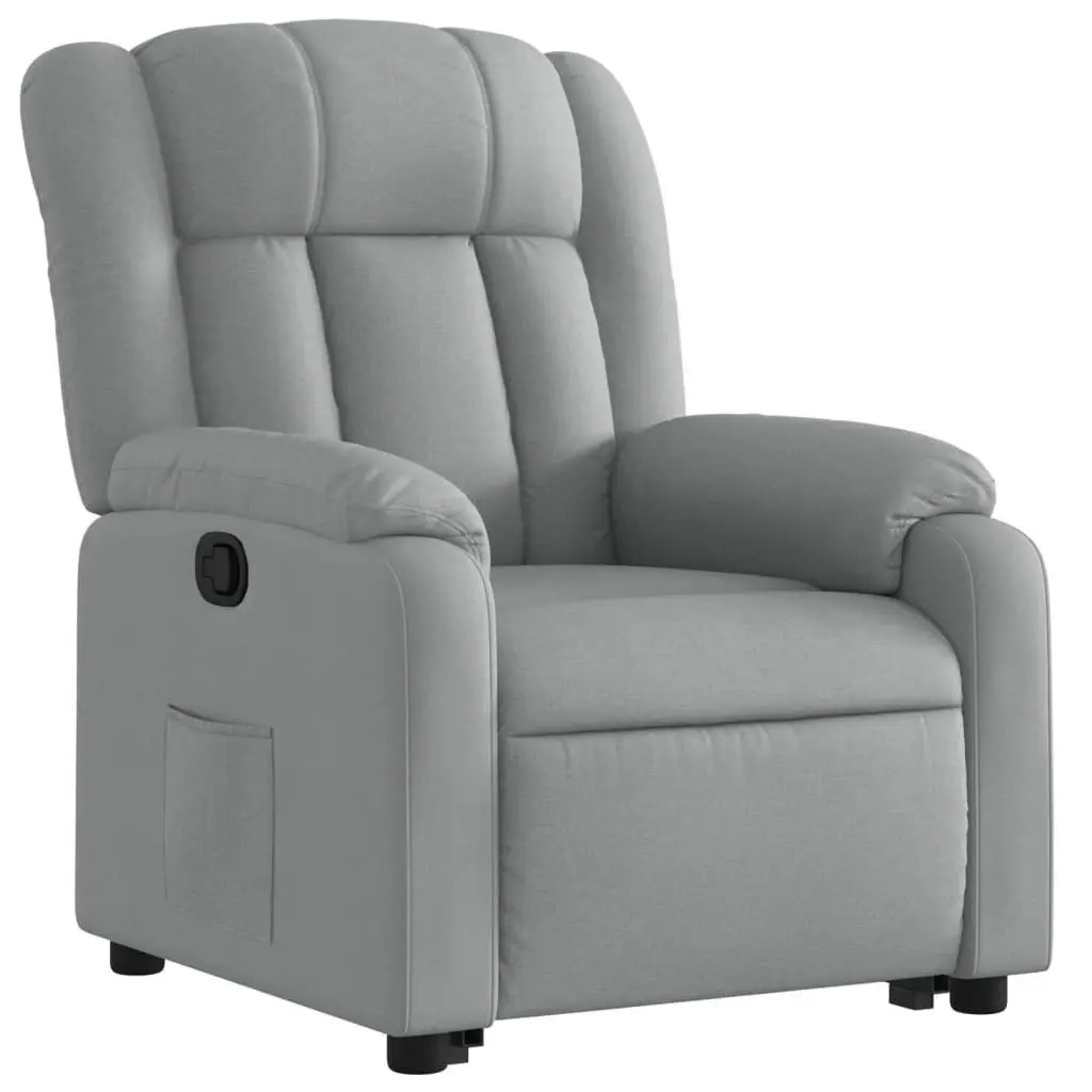 Electric Massage Recliner Chair Light Grey Fabric Stand Up Power Lift Manual