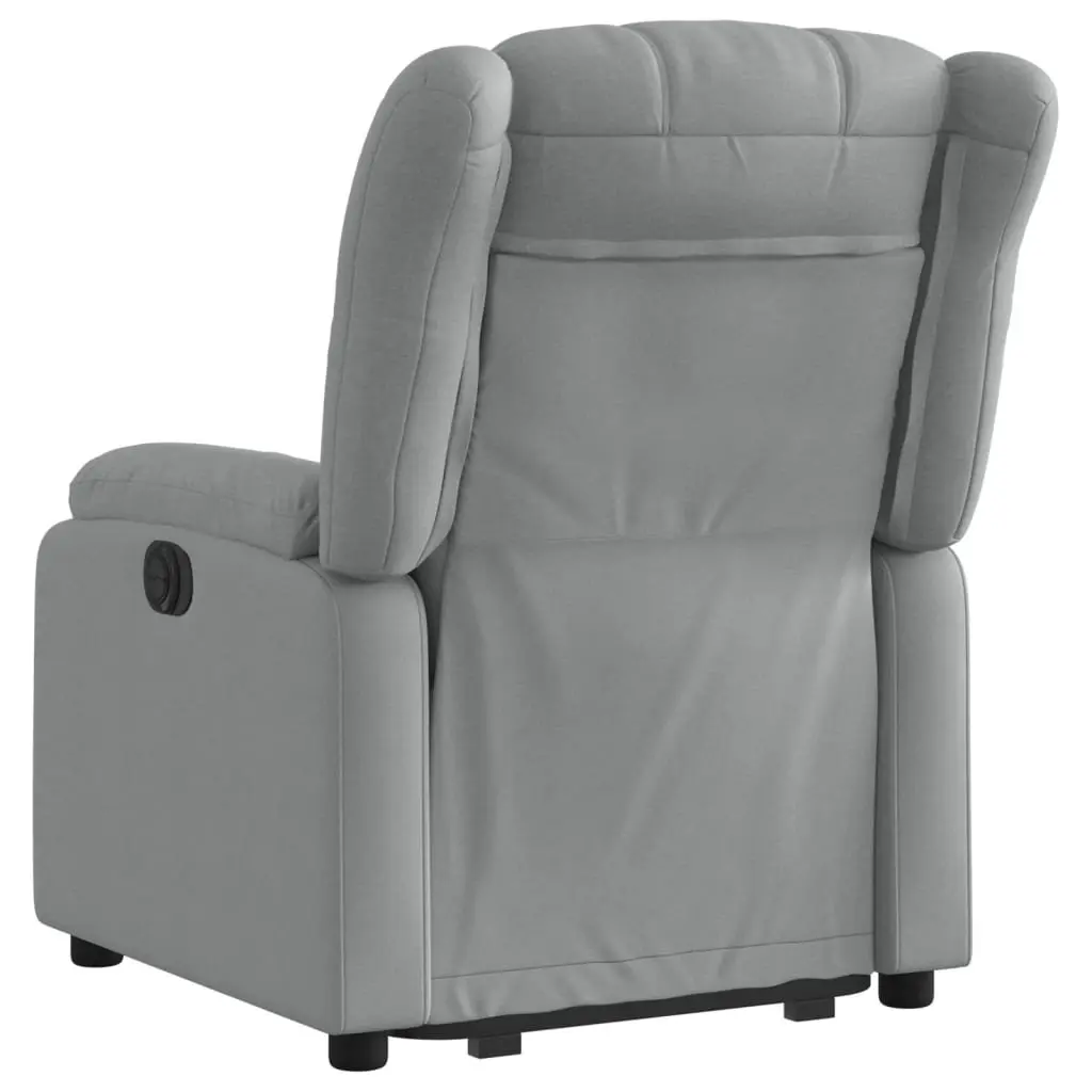 Electric Massage Recliner Chair Light Grey Fabric Stand Up Power Lift Manual