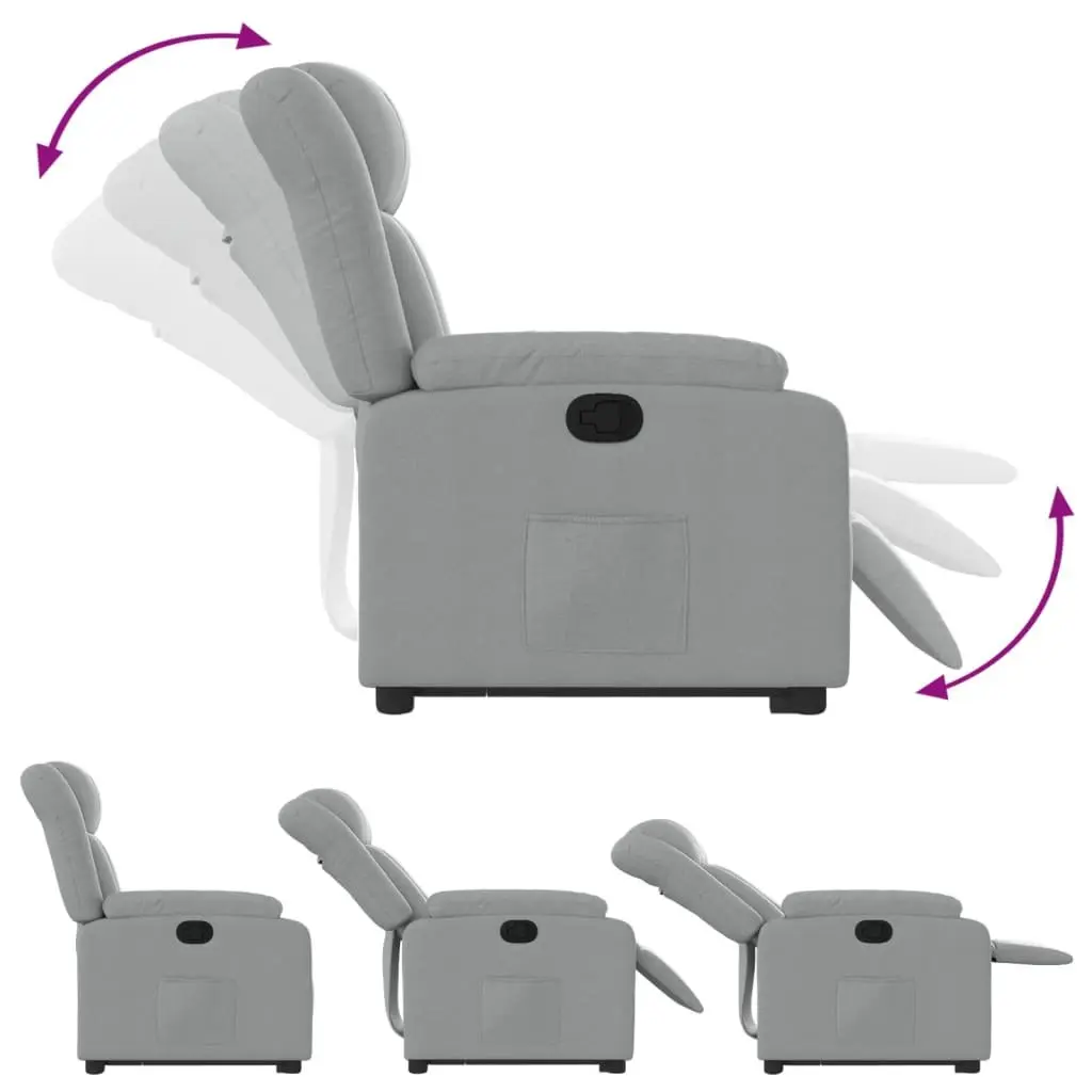 Electric Massage Recliner Chair Light Grey Fabric Stand Up Power Lift Manual