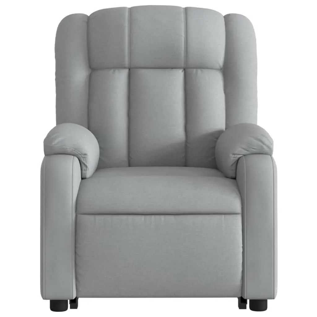 Electric Massage Recliner Chair Light Grey Fabric Stand Up Power Lift Manual