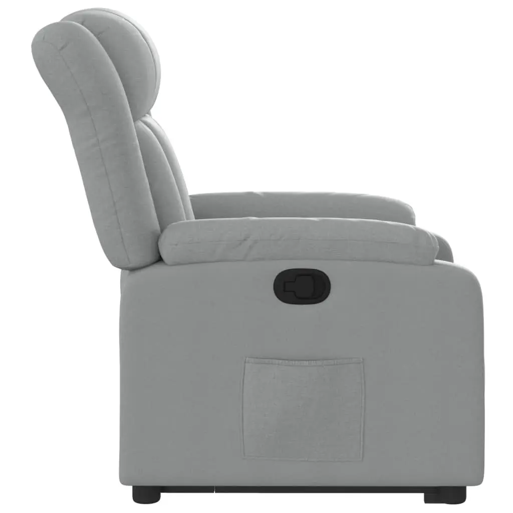 Electric Massage Recliner Chair Light Grey Fabric Stand Up Power Lift Manual