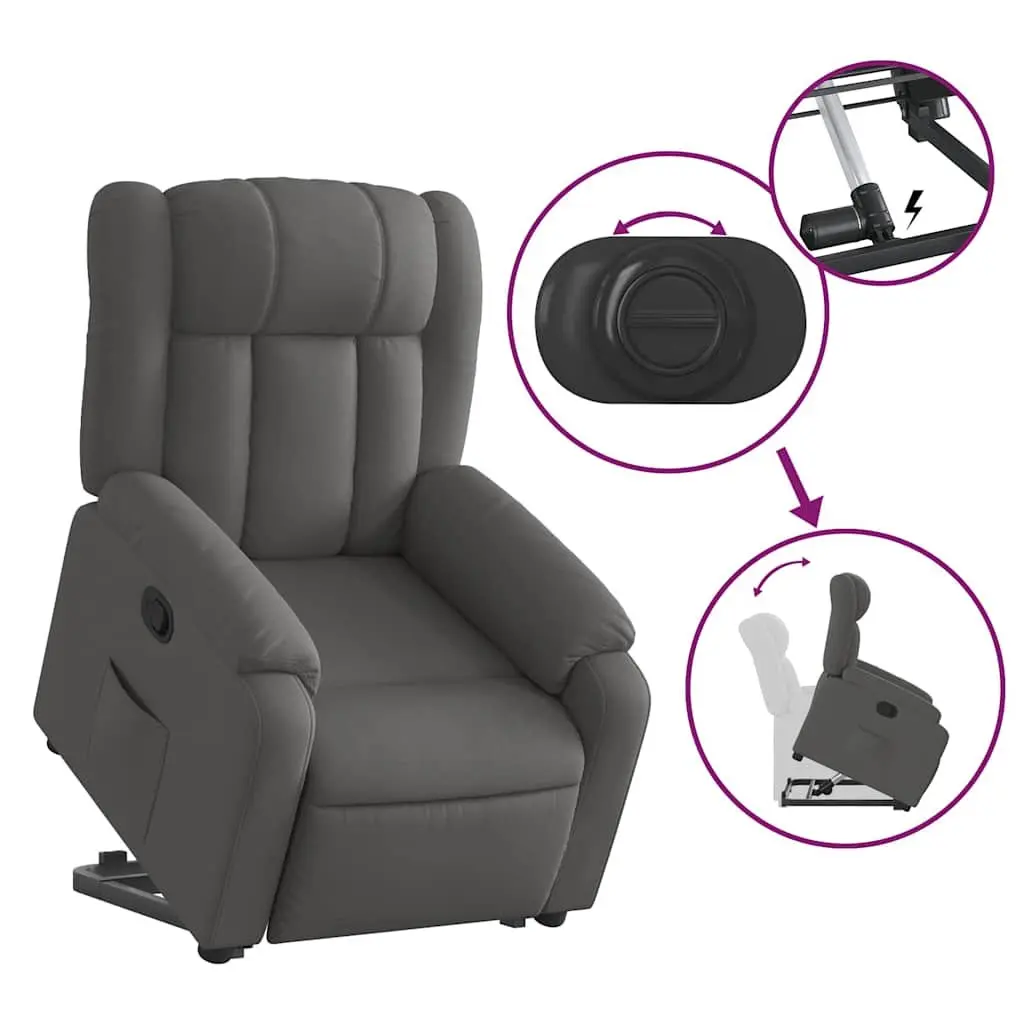 Electric Massage Recliner Chair Power Lift Grey Fabric 135 Degrees