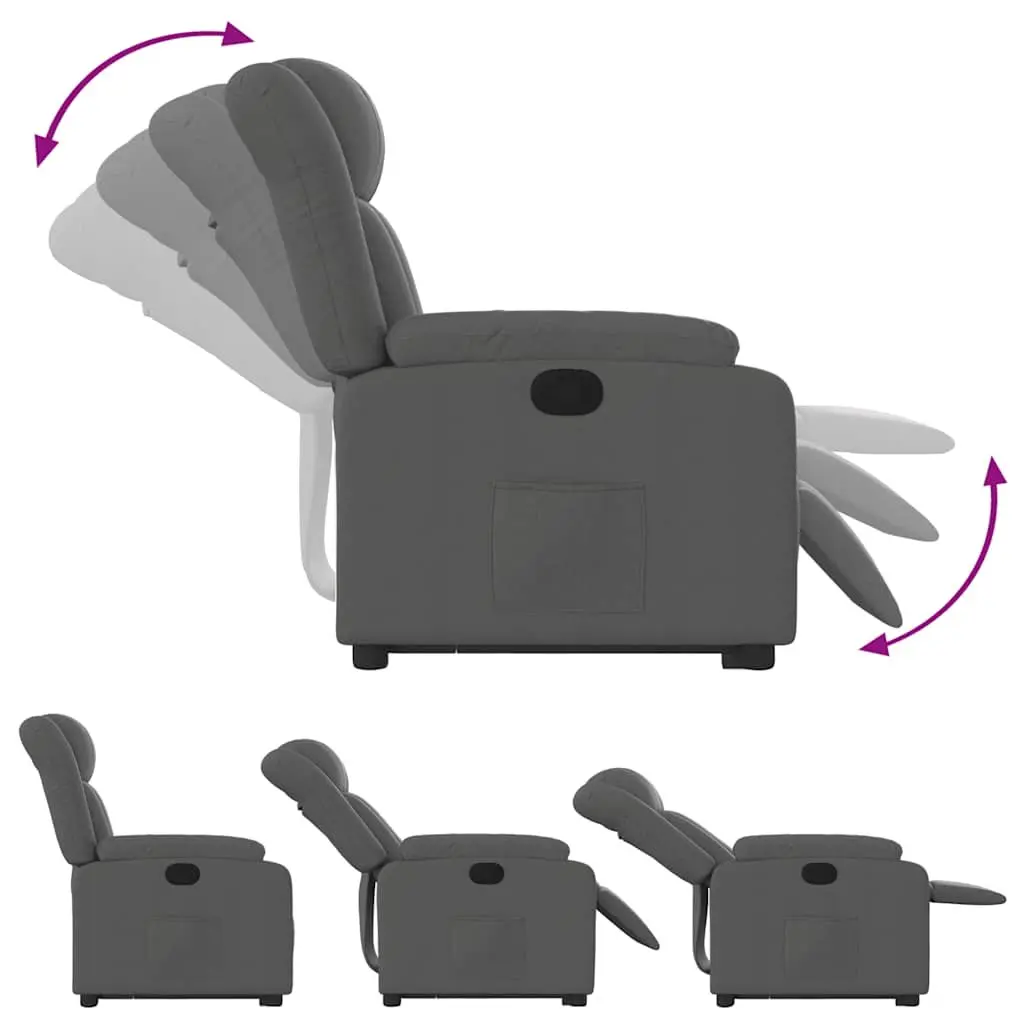 Electric Massage Recliner Chair Power Lift Grey Fabric 135 Degrees