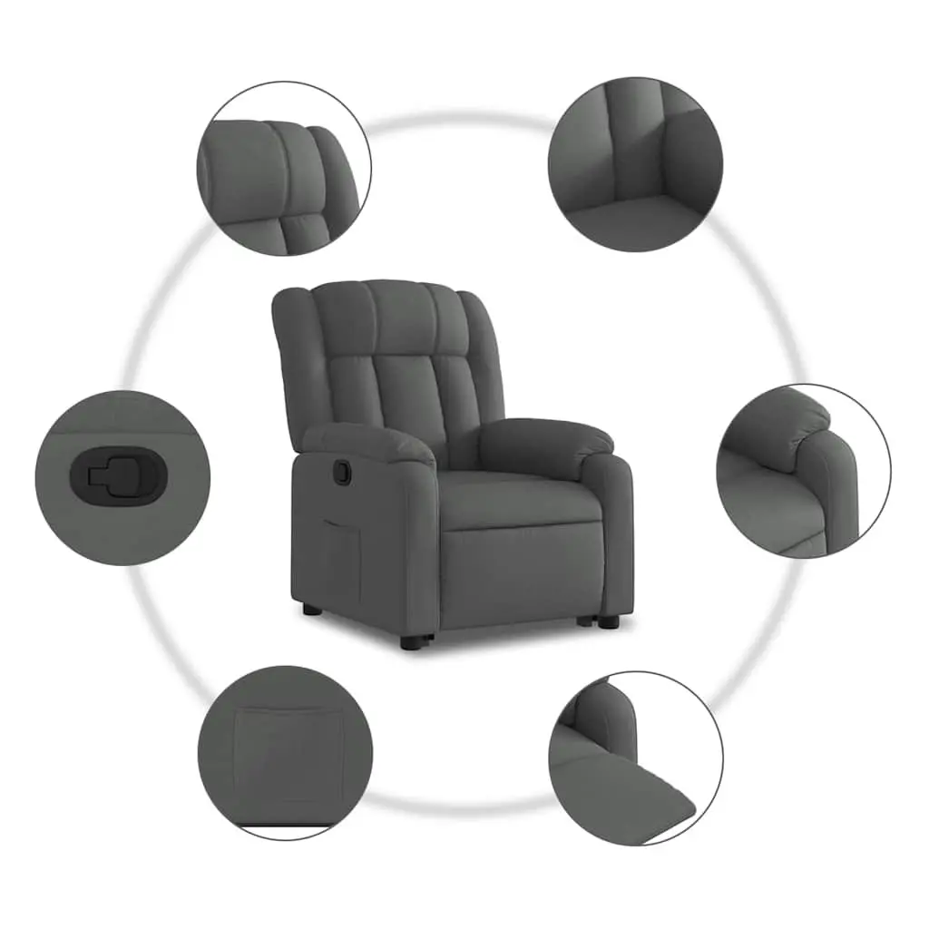 Electric Massage Recliner Chair Power Lift Grey Fabric 135 Degrees