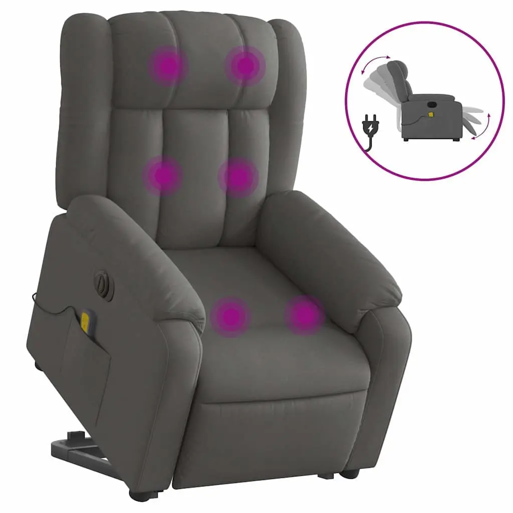 Electric Massage Recliner Chair Lift Recline Grey Fabric