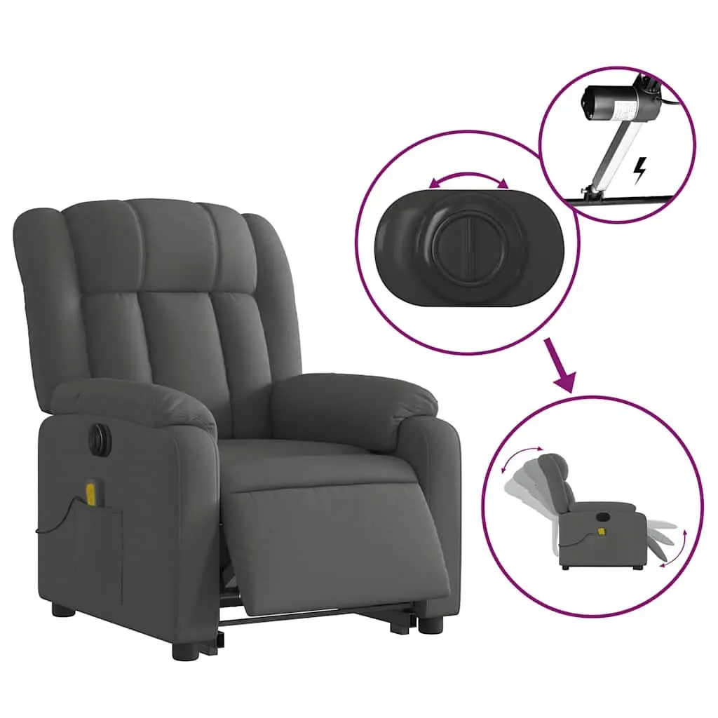 Electric Massage Recliner Chair Lift Recline Grey Fabric