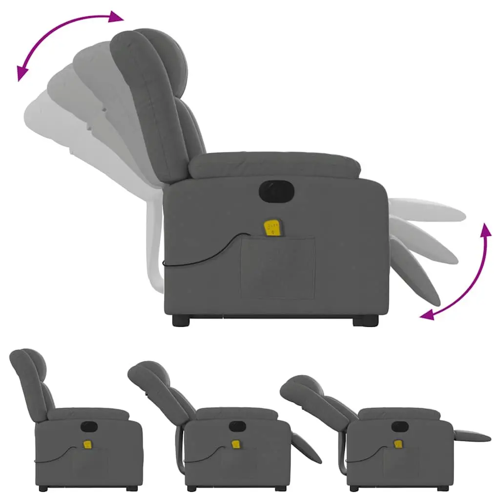 Electric Massage Recliner Chair Lift Recline Grey Fabric