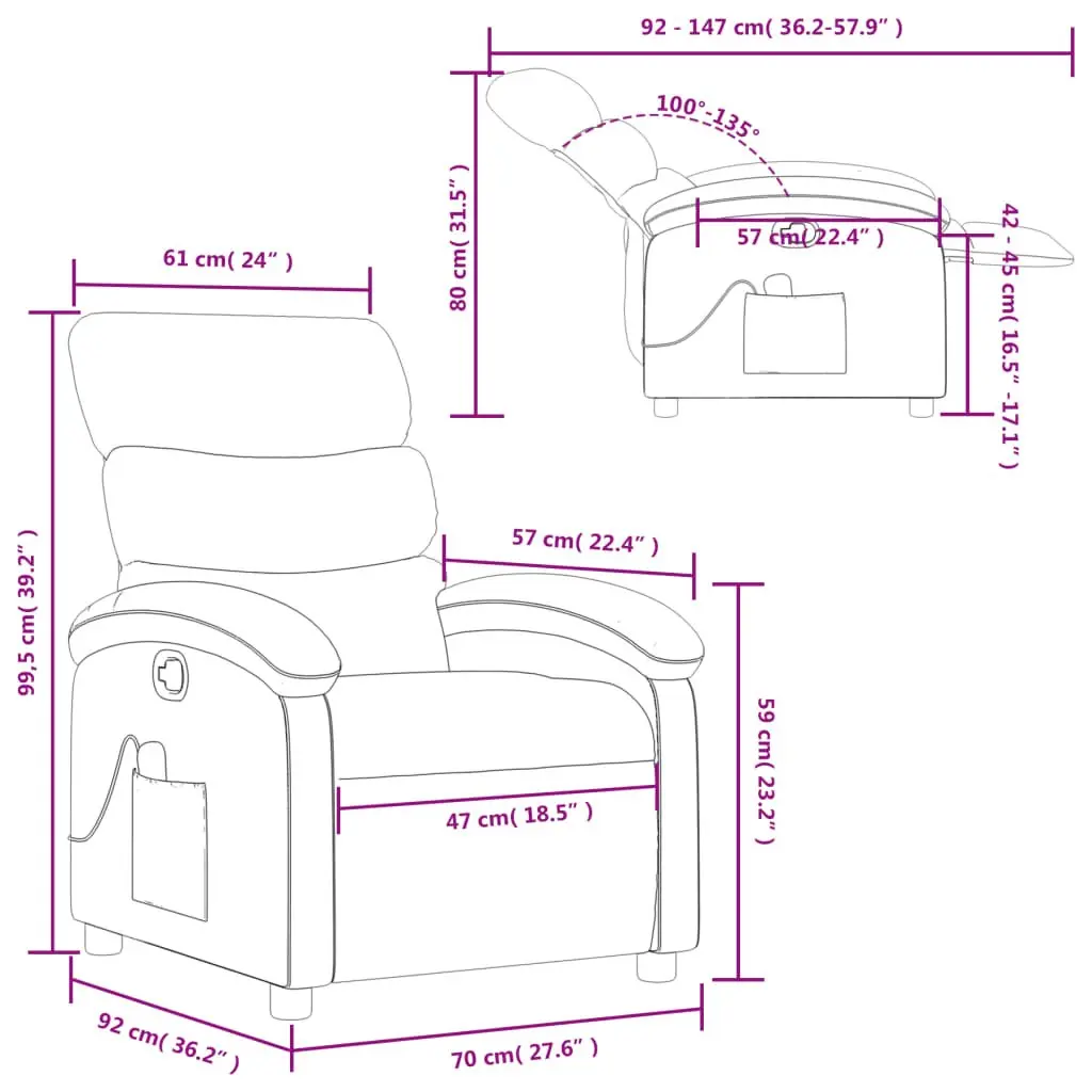 Grey Fabric Massage Recliner Chair