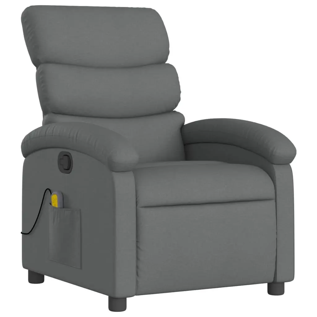 Massage Recliner Chair Grey Fabric Manual Recline Vibration Armchair Lounger