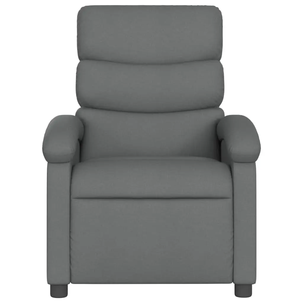 Massage Recliner Chair Grey Fabric Manual Recline Vibration Armchair Lounger