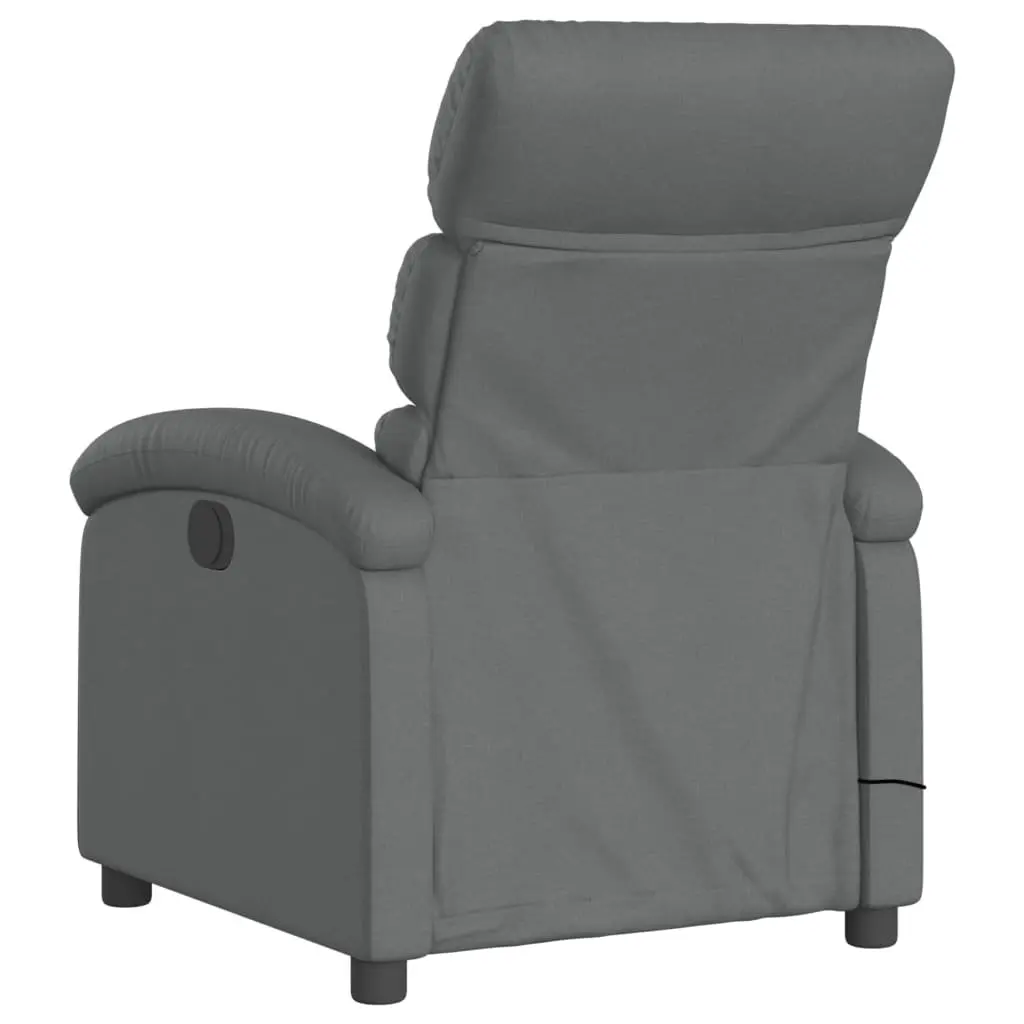 Massage Recliner Chair Grey Fabric Manual Recline Vibration Armchair Lounger