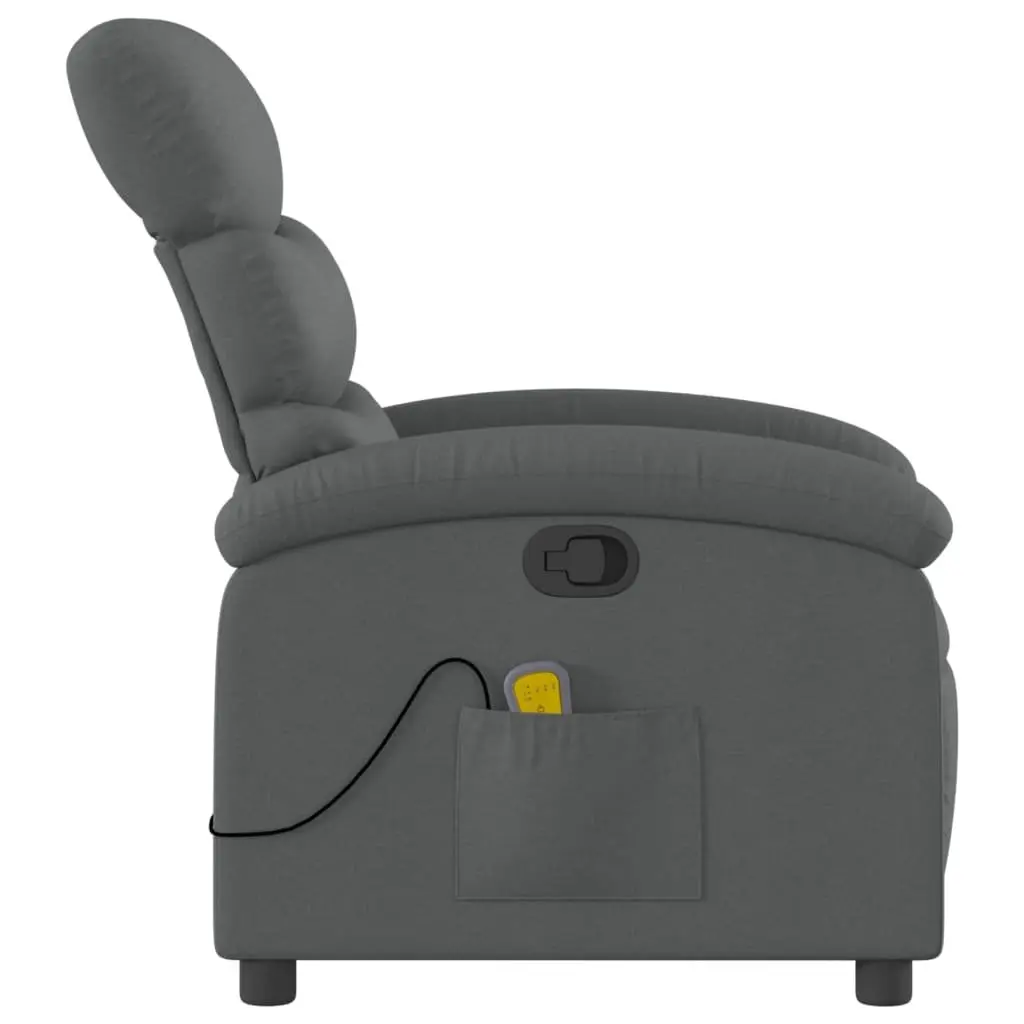 Massage Recliner Chair Grey Fabric Manual Recline Vibration Armchair Lounger
