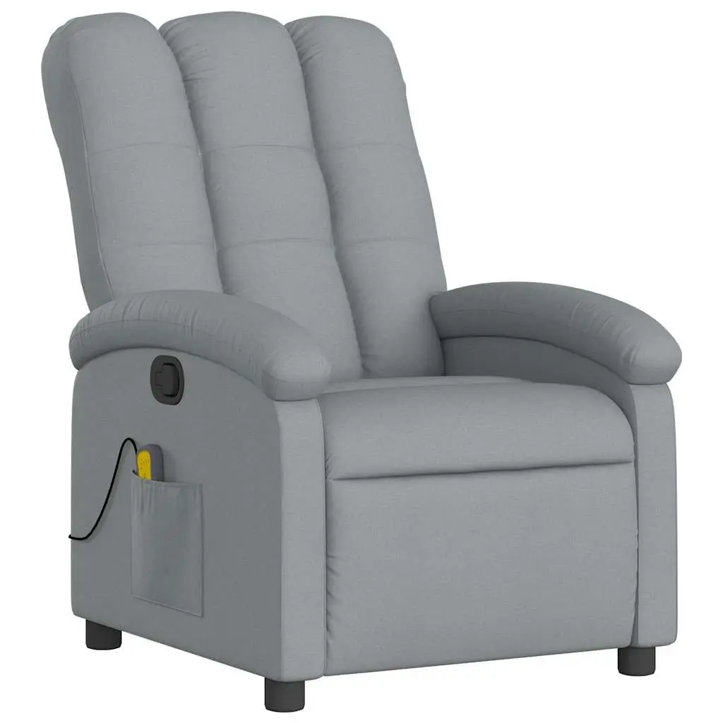 Recliner Chair Manual Massage 135 Degree Grey Fabric Vibration Relaxation