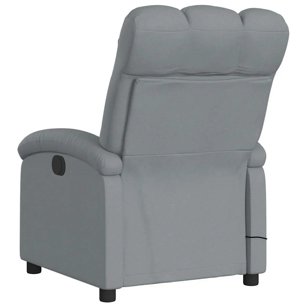 Recliner Chair Manual Massage 135 Degree Grey Fabric Vibration Relaxation