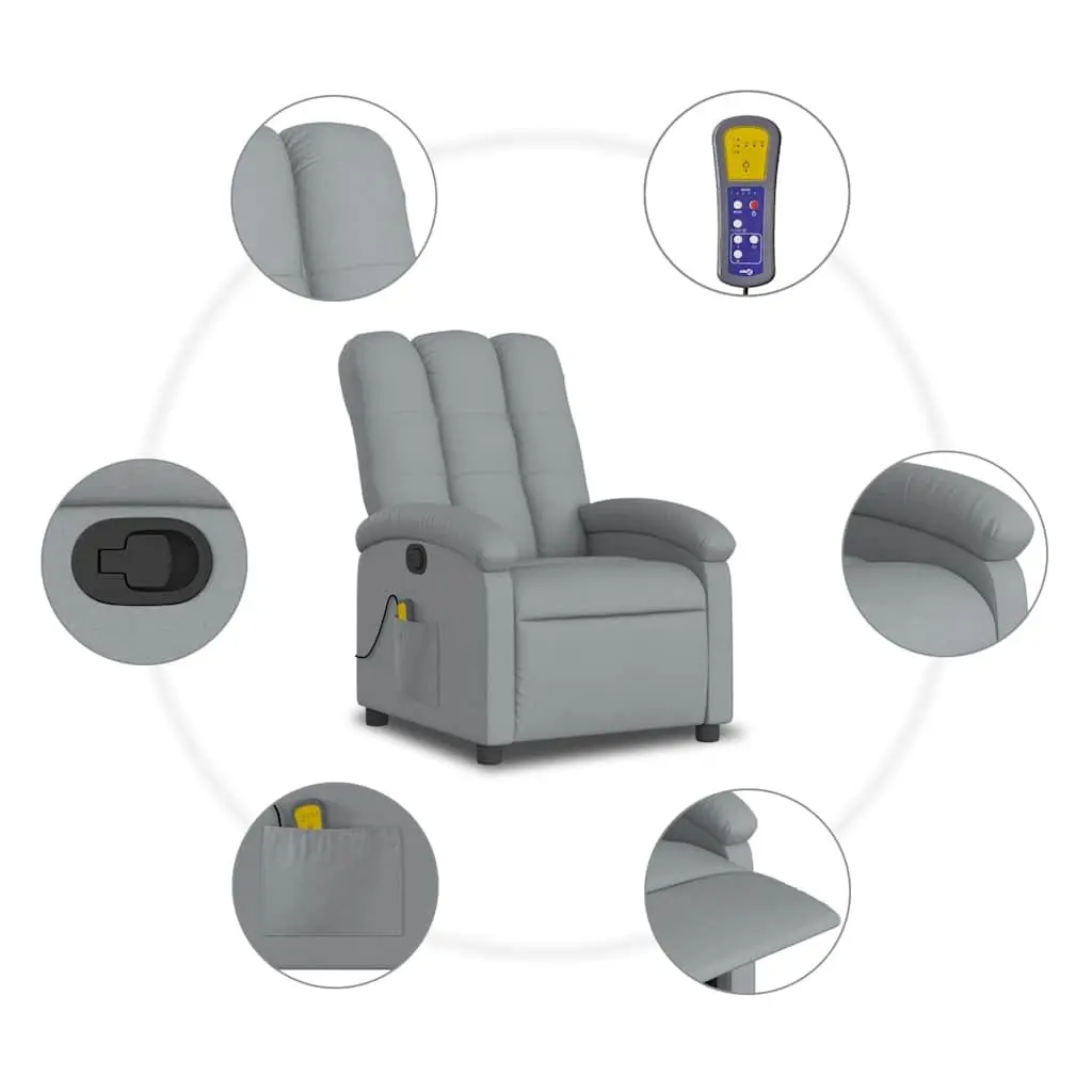 Recliner Chair Manual Massage 135 Degree Grey Fabric Vibration Relaxation