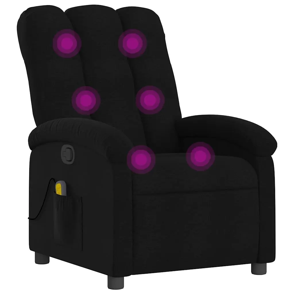 Black Fabric Massage Chair Manual Recline Adjustable Footrest with Vibration 6 Massage Points