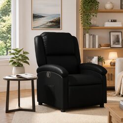 Recliner Chair in Black Faux Leather for Everyday Use