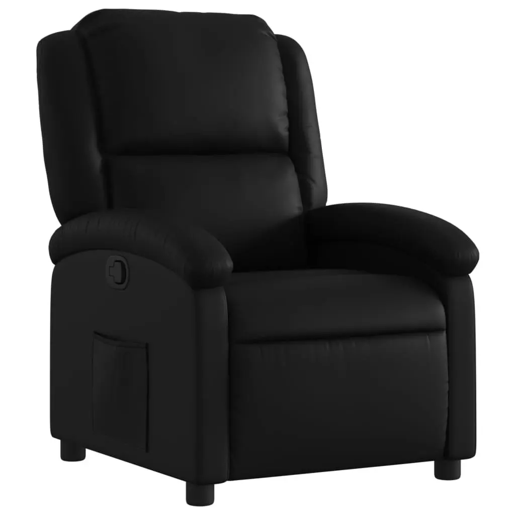 Recliner Chair Black Faux Leather Manual Reclining Armchair Adjustable Footrest