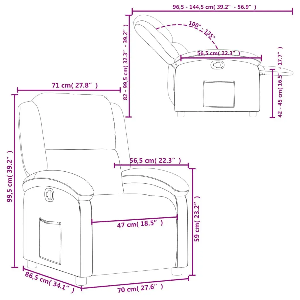 Recliner Chair Black Faux Leather Manual Reclining Armchair Adjustable Footrest