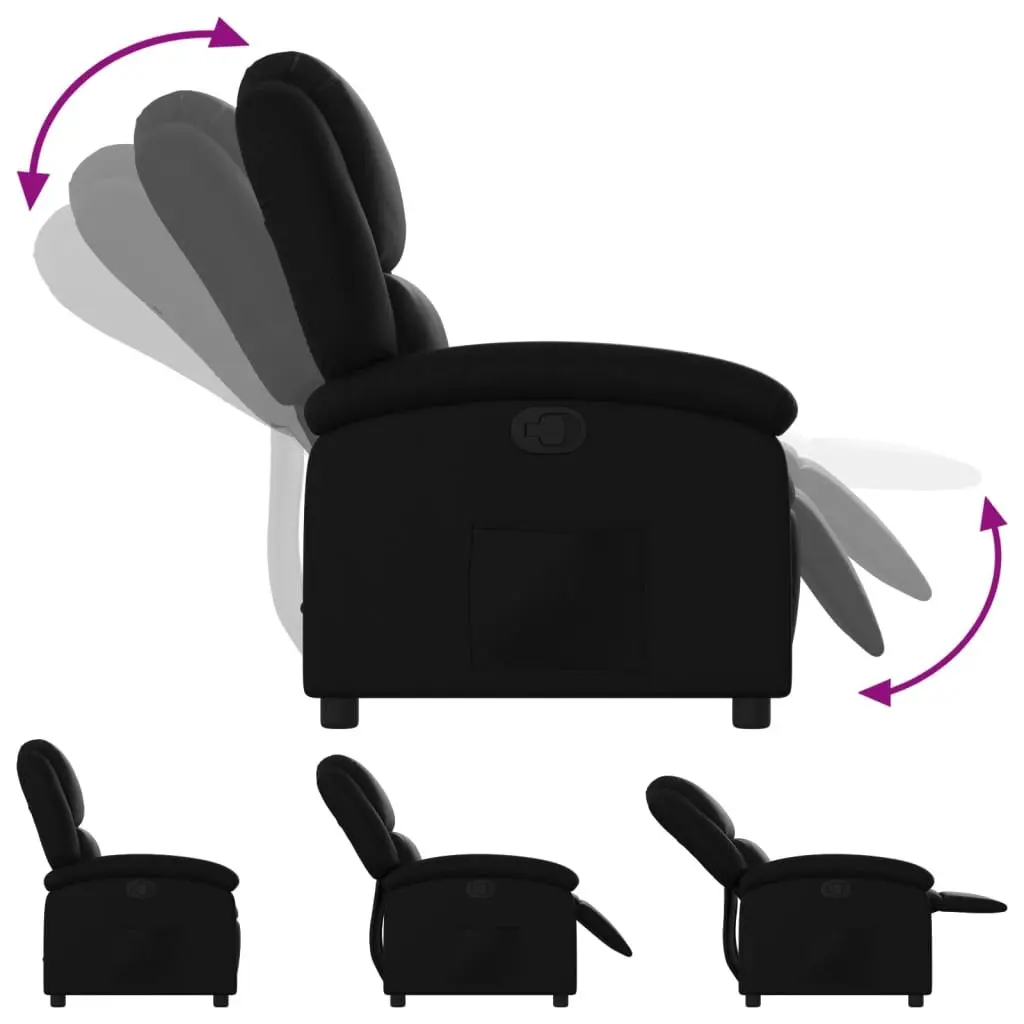 Recliner Chair Black Faux Leather Manual Reclining Armchair Adjustable Footrest
