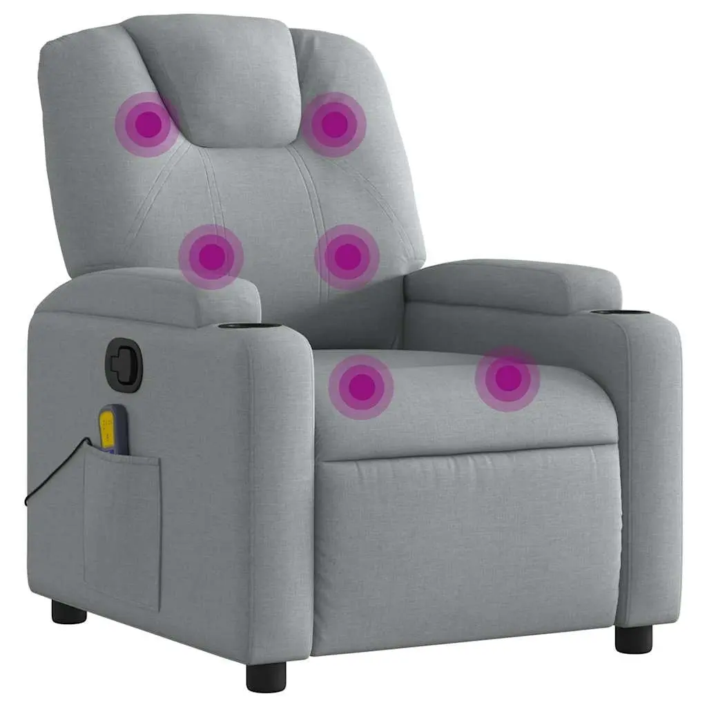 Massage Recliner Chair Manual Reclining Vibration 135 Degrees Grey Fabric