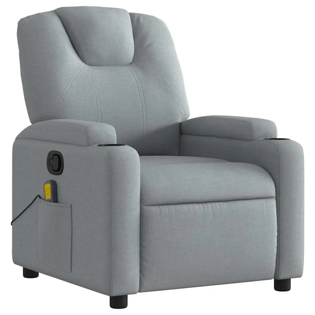 Massage Recliner Chair Manual Reclining Vibration 135 Degrees Grey Fabric