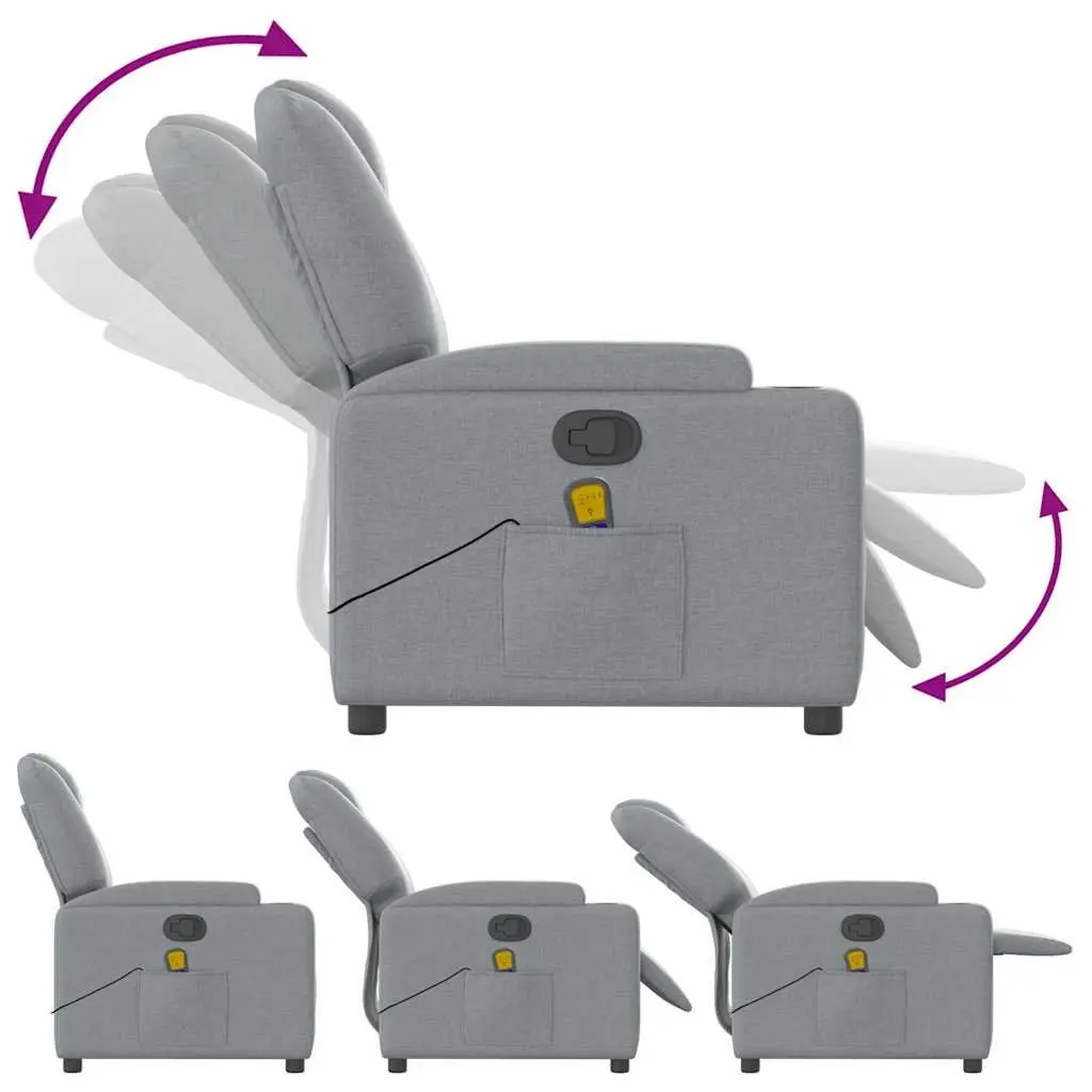 Massage Recliner Chair Manual Reclining Vibration 135 Degrees Grey Fabric