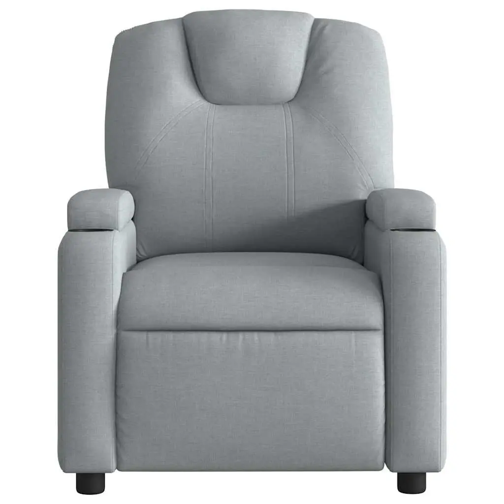 Massage Recliner Chair Manual Reclining Vibration 135 Degrees Grey Fabric