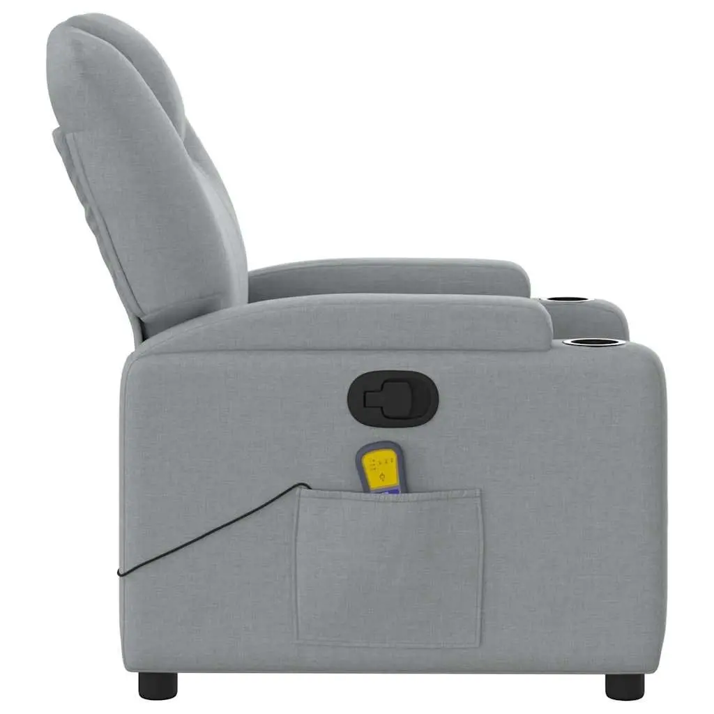 Massage Recliner Chair Manual Reclining Vibration 135 Degrees Grey Fabric
