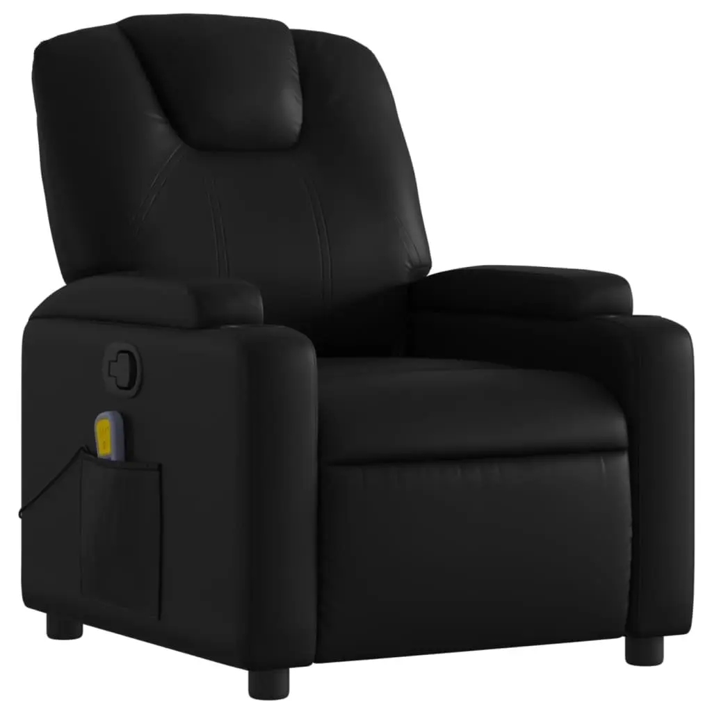 Massage Recliner Chair Manual Recline Black Faux Leather 6 Massage Points