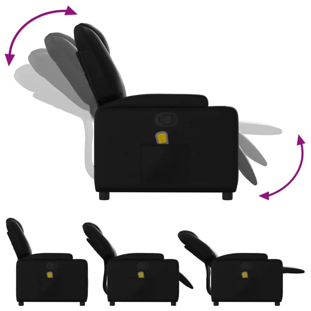 Massage Recliner Chair Manual Recline Black Faux Leather 6 Massage Points