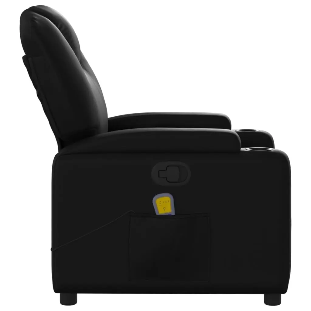 Massage Recliner Chair Manual Recline Black Faux Leather 6 Massage Points