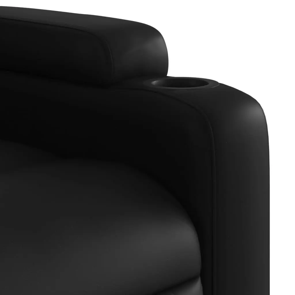Massage Recliner Chair Manual Recline Black Faux Leather 6 Massage Points