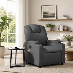 Reliable Grey Faux Leather Massage Recliner Chair