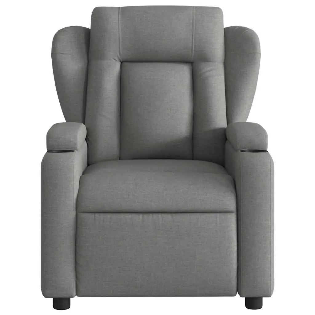 Massage Recliner Chair Manual Reclining Grey Fabric with 6 Vibration Points
