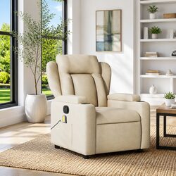 Warm and Value-Driven Cream Recliner with Massage