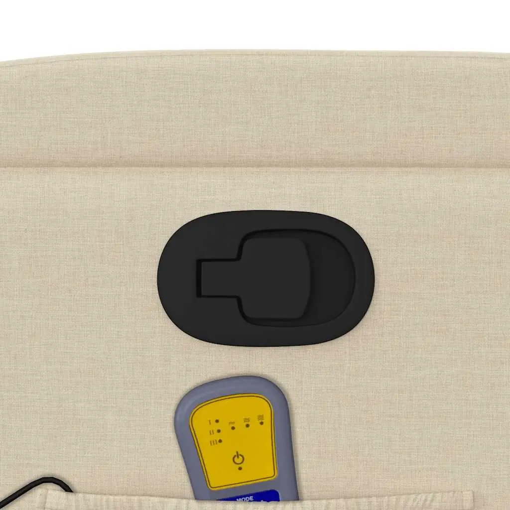 Massage Recliner Chair Cream Fabric Manual Recline Armchair Lounge with Cup