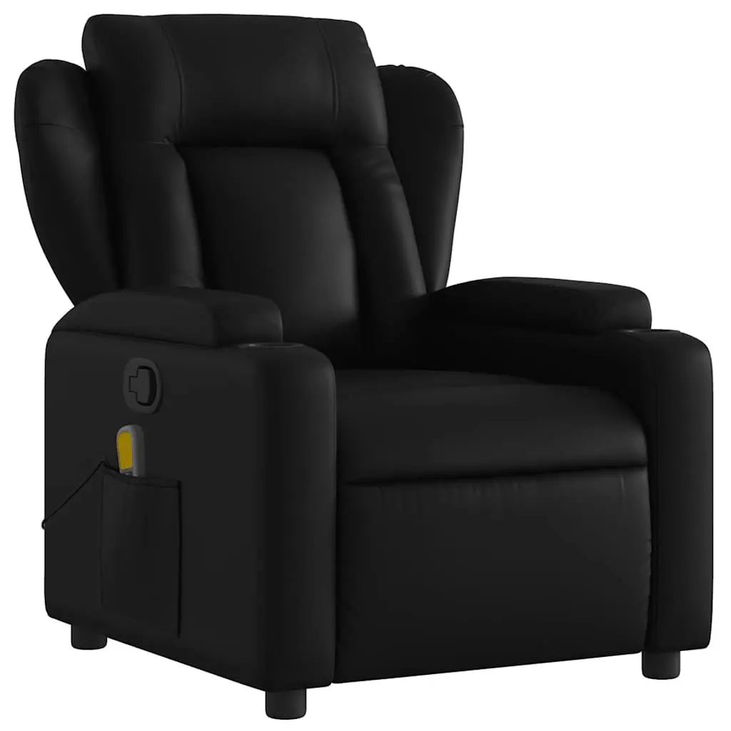 Massage Recliner Chair Manual Recline Vibration 135 Degrees Black Faux Leather