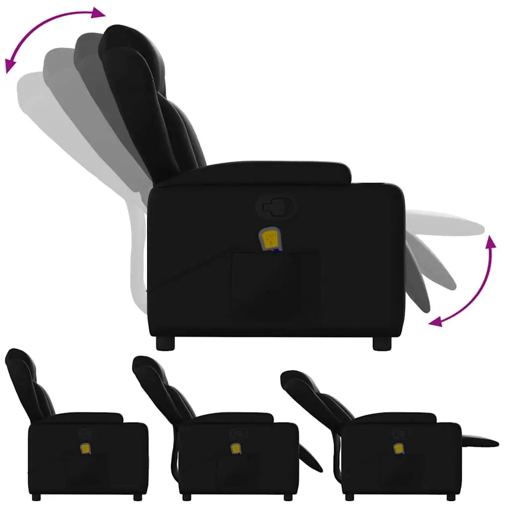 Massage Recliner Chair Manual Recline Vibration 135 Degrees Black Faux Leather