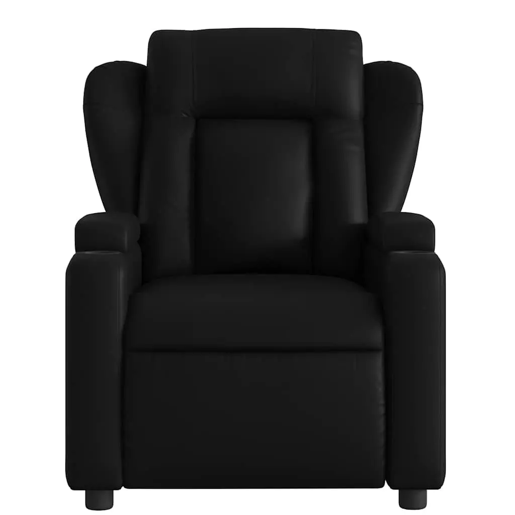 Massage Recliner Chair Manual Recline Vibration 135 Degrees Black Faux Leather