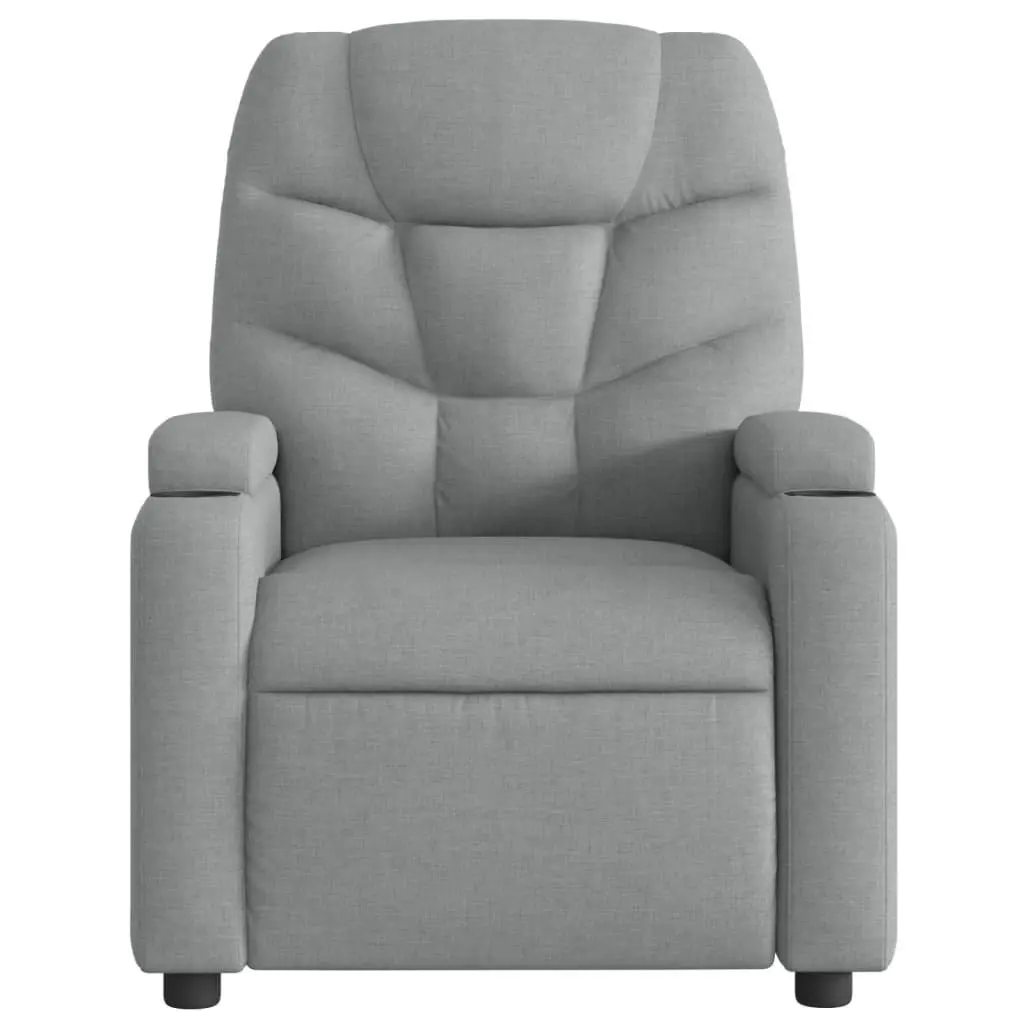 Recliner Chair Grey Fabric Manual Vibration Massage Armchair for Living Room Relaxation