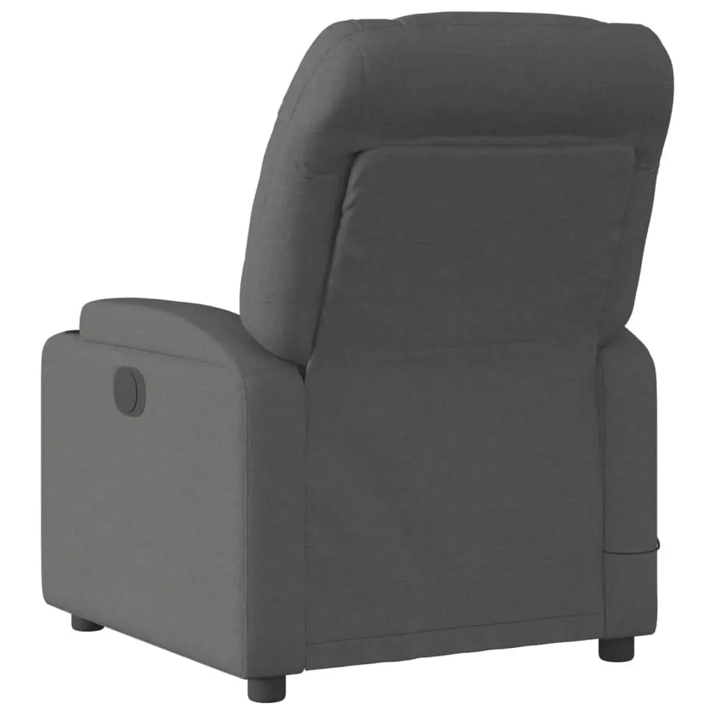 Massage Recliner Chair Manual Reclining Grey Fabric 135 Degrees Vibration Massage