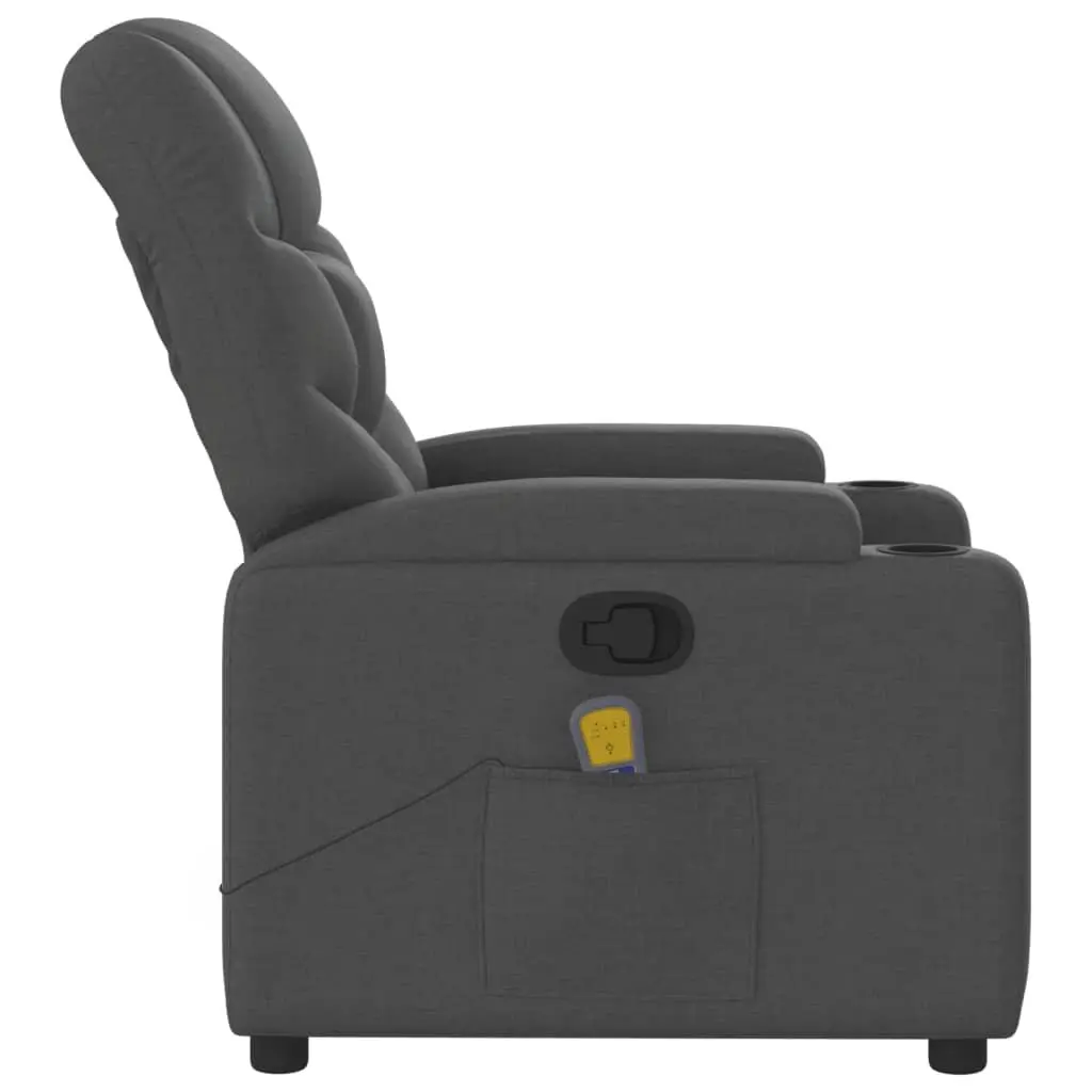 Massage Recliner Chair Manual Reclining Grey Fabric 135 Degrees Vibration Massage