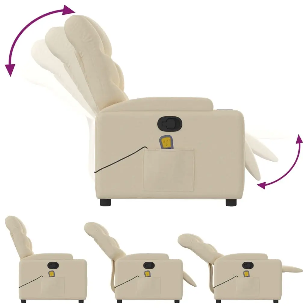 Massage Recliner Chair Vibration Manual Recline Cream Fabric