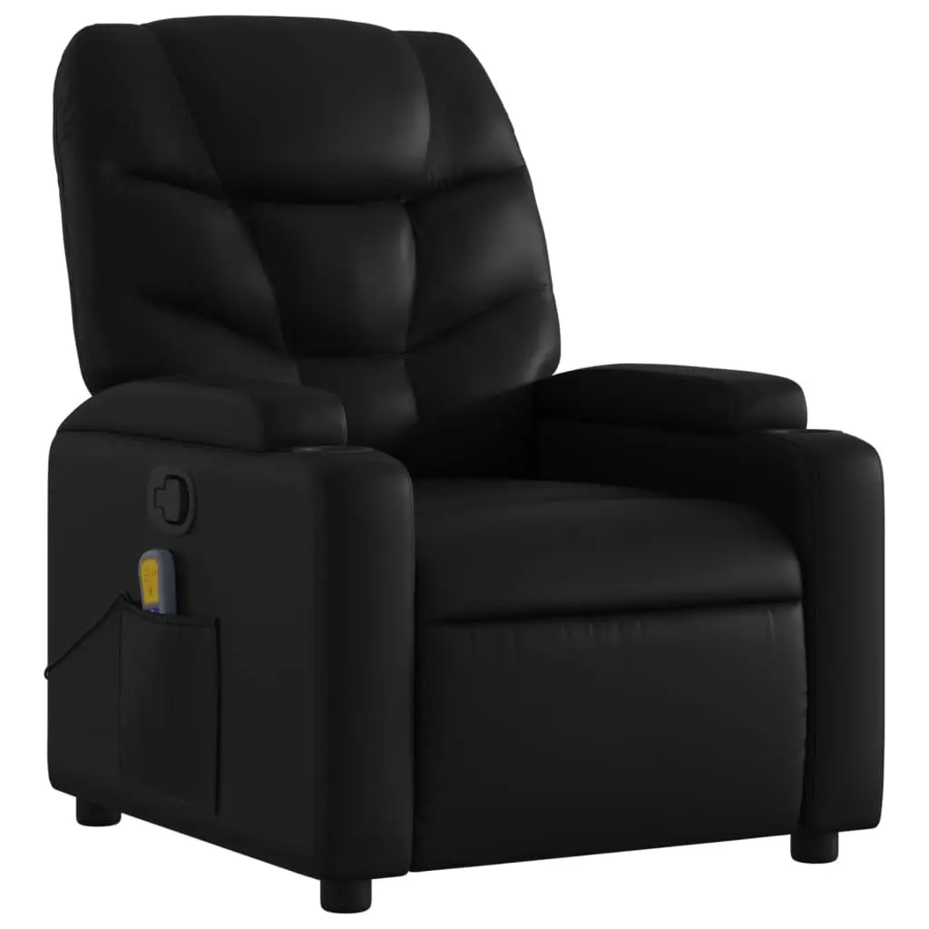 Massage Recliner Chair Manual Reclining 135 Degrees Black Faux Leather 6 Massage Points